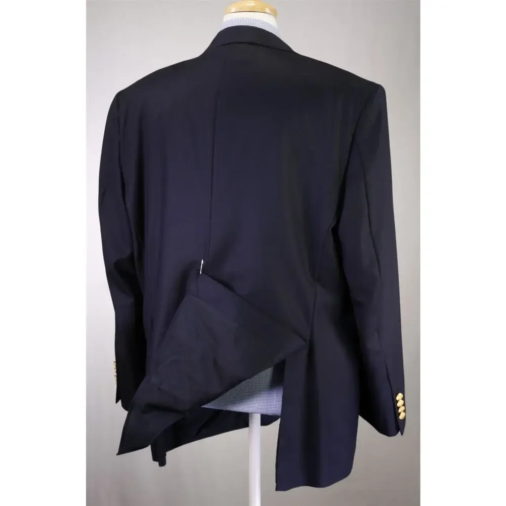 Brooks Brothers Golden Fleece Madison Navy Blue Gold Button Wool Blazer 48R